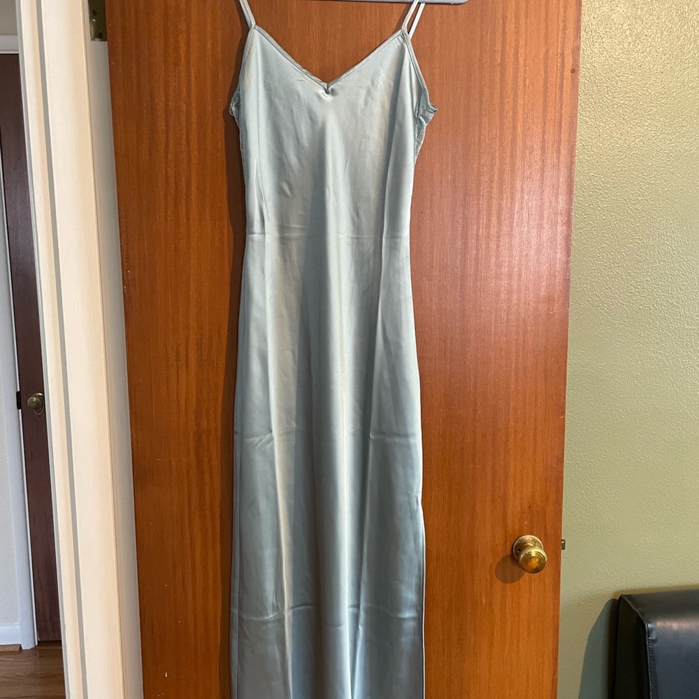 House of Harlow 1960 Dusty Blue Spaghetti Strap Slip Dress